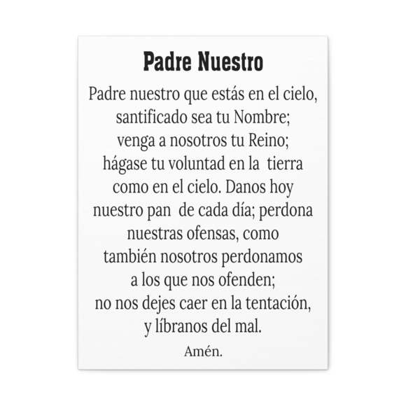 Scripture Sign Padre Nuestro Lords Prayer White Christian Wall Art Print Ready